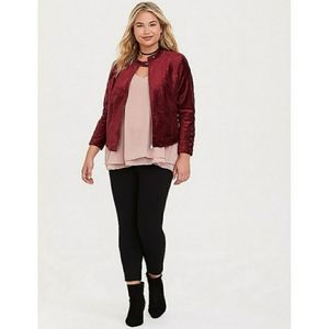 NWT Torrid LATTICE VELVET MOTO JACKET sz1